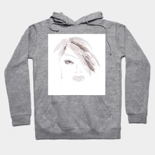 Woman face, portrait. Watercolor, art decoration, sketch. Illustration hand drawn modern painting Hoodie